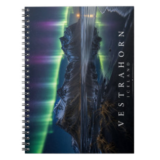 Caderno Espiral Montanha Vestrahorn & Dunas Negras Aurora Boreal