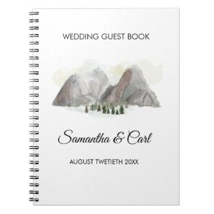 Caderno Espiral Montanhas da aguarela que wedding o guestbook