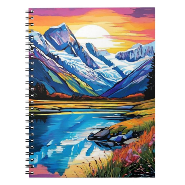 Caderno Espiral Montanhas da Nova Zelândia | Diário para notebook (Frente)