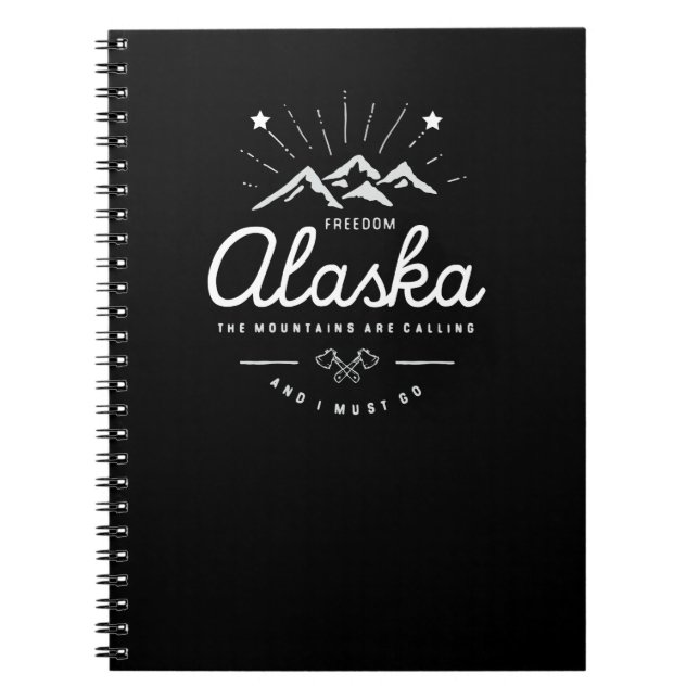 Caderno Espiral Montanhas do Alasca Estão Chamando Eu Devo Ir Mono (Frente)