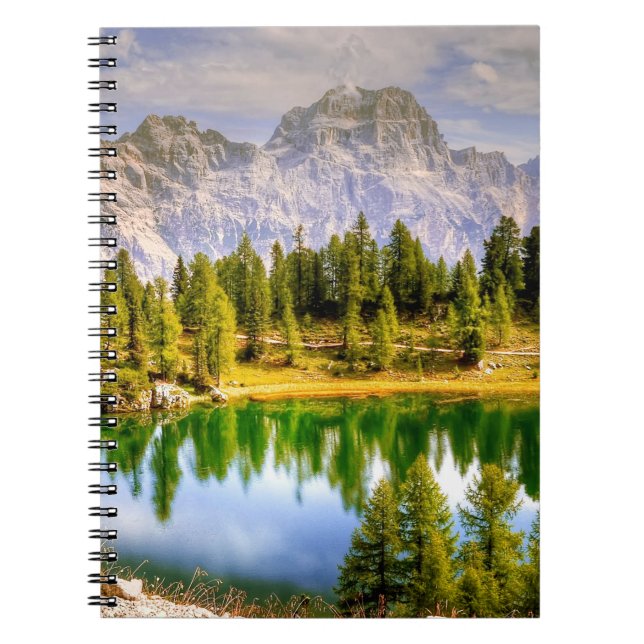 Caderno Espiral Montanhas Dolomite e Paisagem do Atordoamento do L (Frente)