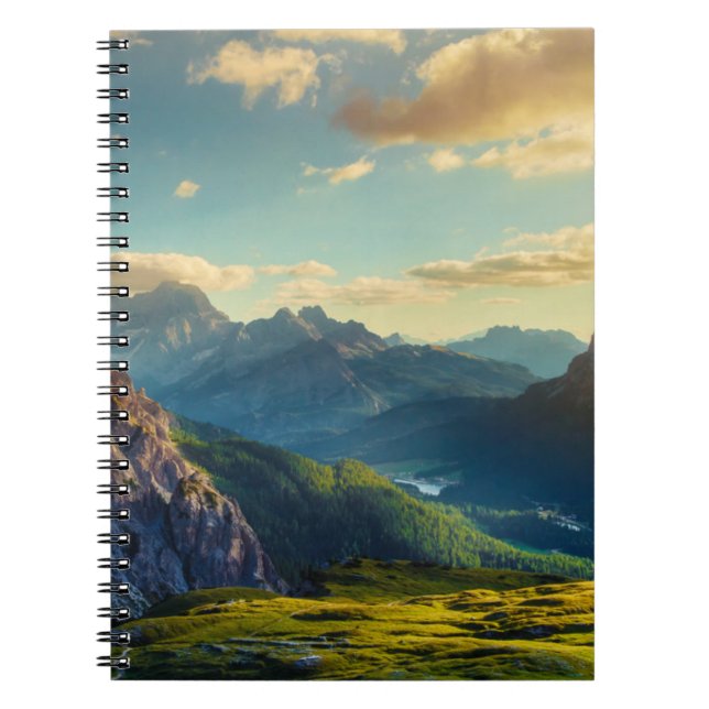 Caderno Espiral Montanhas e Vale ao Sunset (Frente)