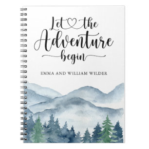 Caderno Espiral Montanhas Rustic Forest Adventure recém-casados