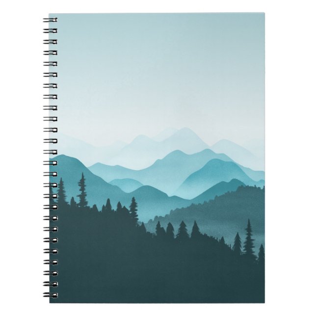 Caderno Espiral Montanhas Teal (Frente)