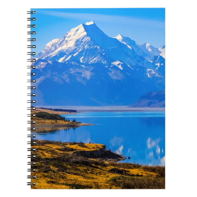 Caderno Espiral Monte Cook com vista para o Lago Pukaki, NZ (Frente)