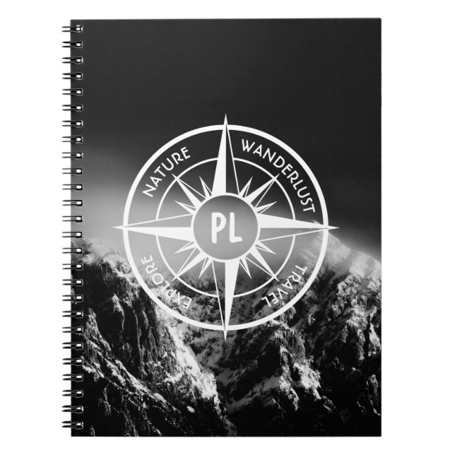 Caderno Espiral Montes dramáticos do emblema da estrela da Compass (Frente)