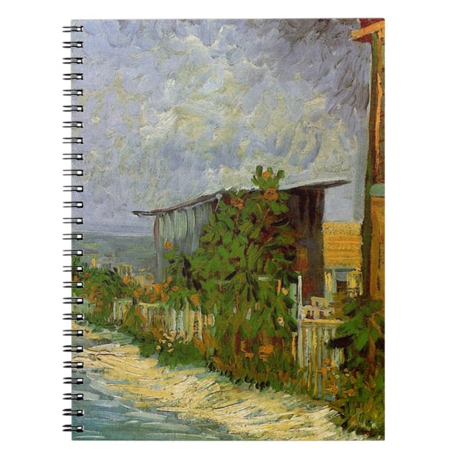Caderno Espiral Montmartre Path com Sunflower por Van Gogh. (Frente)