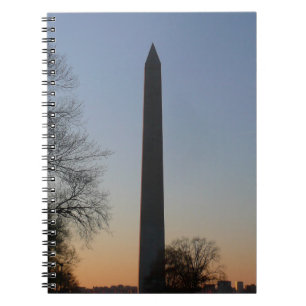 Caderno Espiral Monumento a Washington no Sunset