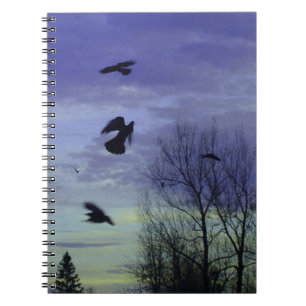 Caderno Espiral Moody Blue Crows Sky
