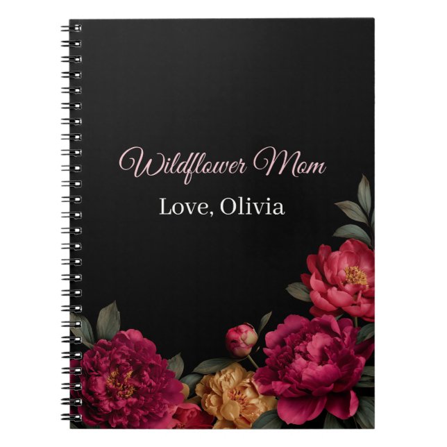Caderno Espiral Moody Floral Wildflower Mom Personalized (Frente)