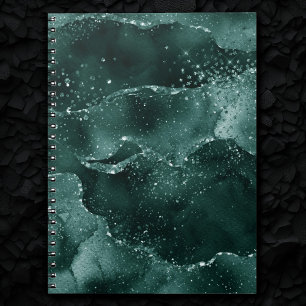 Caderno Espiral Moody Teal Agate Gorgee Rich Jewel Tone Green