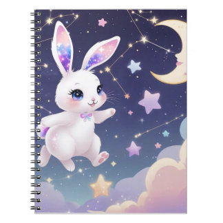 Caderno Espiral Moon Bunny Journal – Celestial Dream Rabbit Kawaii
