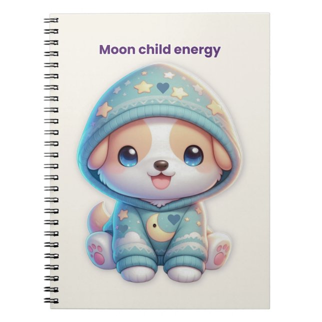 Caderno Espiral Moon Child Energy Dog Journal (Frente)