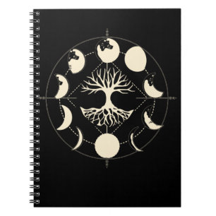 Caderno Espiral Moon Fases Astronomia Espiritual da Árvore Cresce