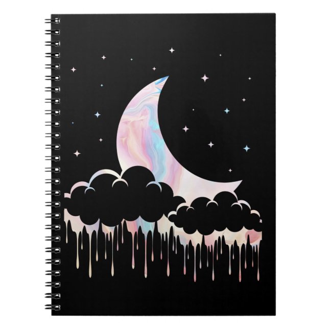 Caderno Espiral Moon Kawaii Crescent Gótico de Pastel Witchy (Frente)