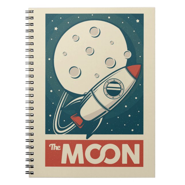 Caderno Espiral Moon Retro Galaxy Rocket (Frente)