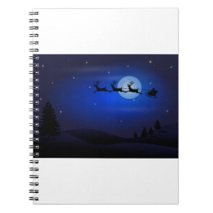 Caderno Espiral Moon Silhouettes Santa Claus Reindeers Papais noei