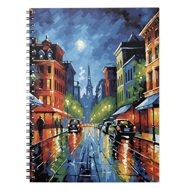Caderno Espiral Moonlit City Street (Frente)