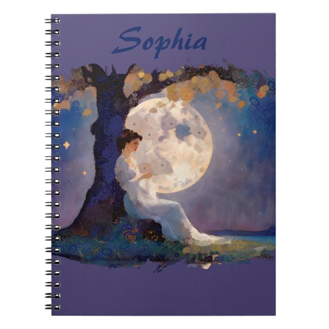 Caderno Espiral Moonlit Dreamer - Serene Night Sky (Frente)