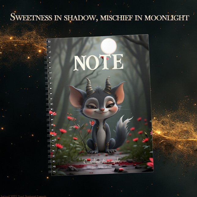 Caderno Espiral Moonlit Mischief Forest Spirit of Crimson Bloom.  (Criador carregado)