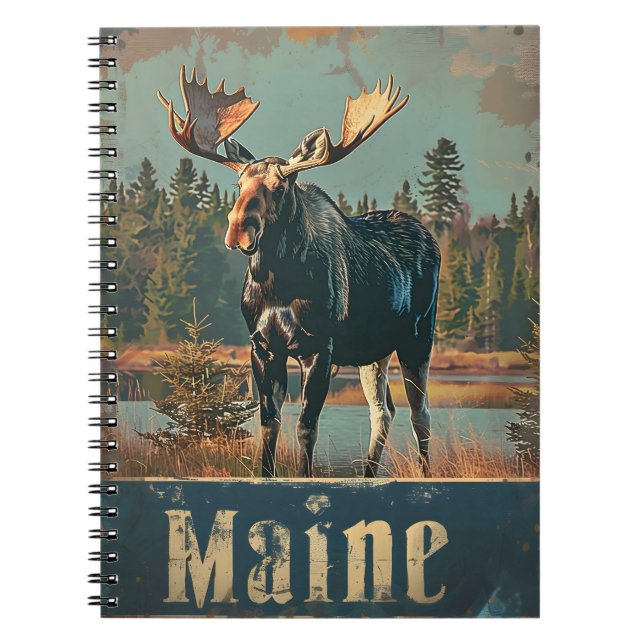 Caderno Espiral Moose Maine Vintage (Frente)