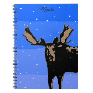 Caderno Espiral Moose no inverno - Arte original sobre a vida selv