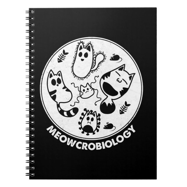 Caderno Espiral Moowcrobiology Microbiology Science Cat Lovers (Frente)