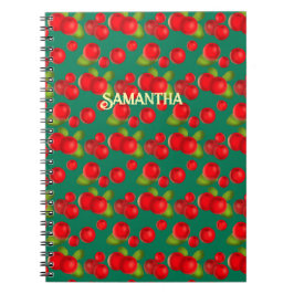 Caderno Espiral Morango Com Folhas