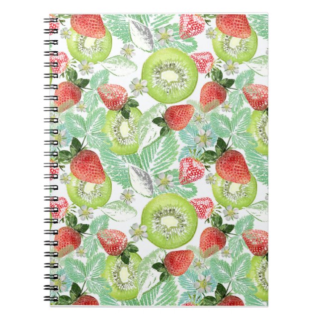 Caderno Espiral Morango e kiwi. (Frente)
