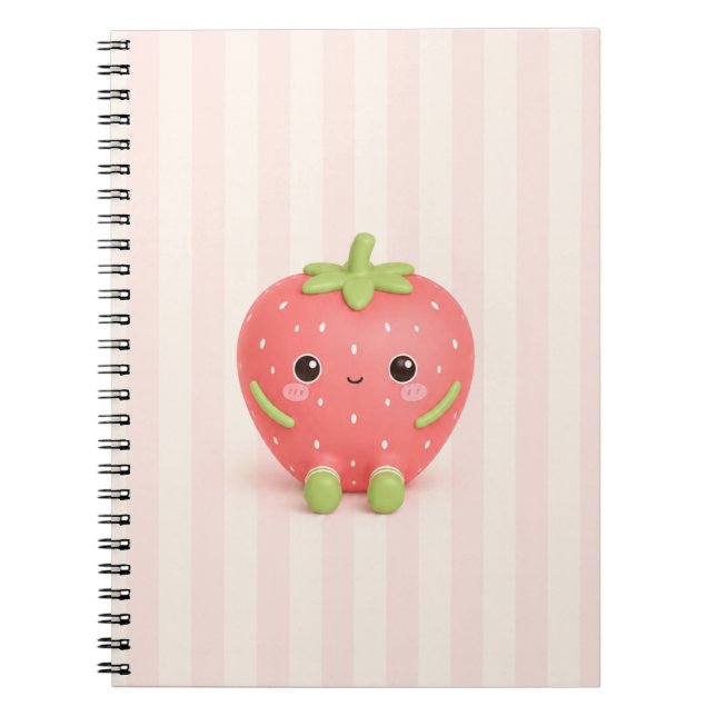 Caderno Espiral Morango Kawaii Fofo (Frente)