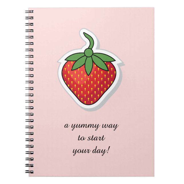 Caderno Espiral Morango Vermelho doce - frase de edição (Frente)