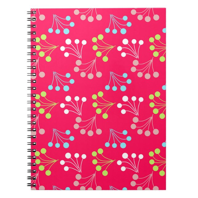Caderno Espiral Morangos a cores sólidas padrão simples retrorrefl (Frente)