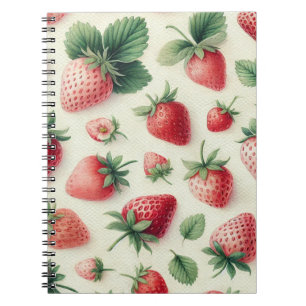Caderno Espiral Morangos com Creme Aquarela Frutas