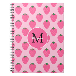 Caderno Espiral Morangos Rosa, personalização fofa