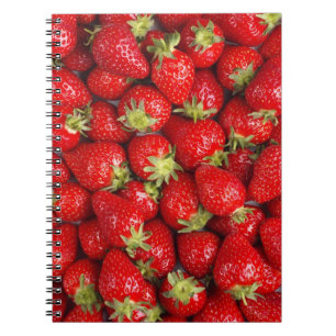 Caderno Espiral Morangos Vermelhos Brilhantes