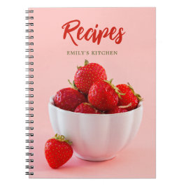 Caderno Espiral Morangos Vermelhos Frescos Em Receitas De Fotos Ro