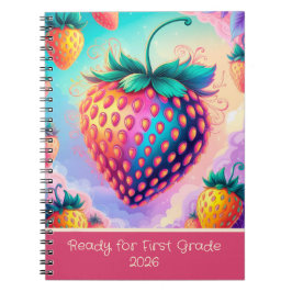 Caderno Espiral Morangueiro colorido para a 1ª série de 2025