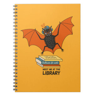 Caderno Espiral Morcego Leitor   Bibliotecário Caprichoso com Livr