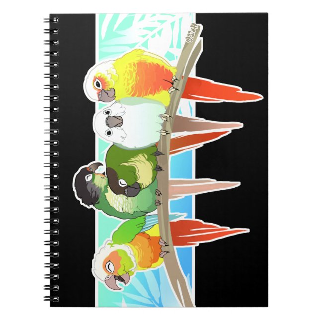 Caderno Espiral Mordente verde Conures (Frente)
