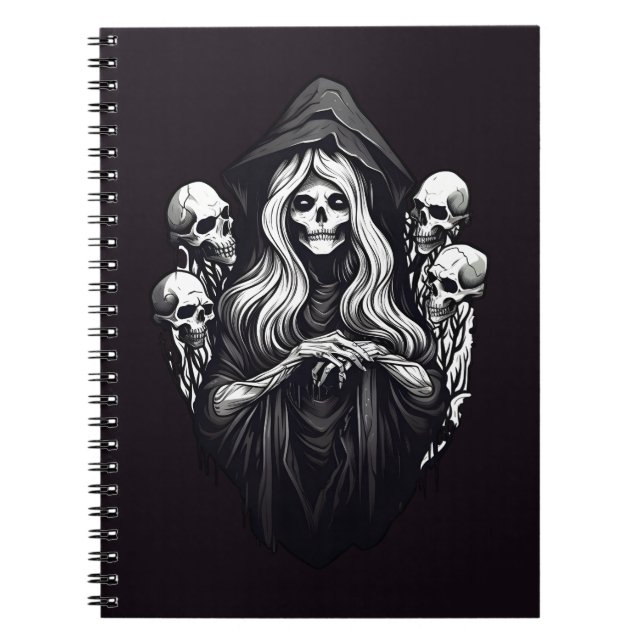 Caderno Espiral Morte com crânios (Frente)