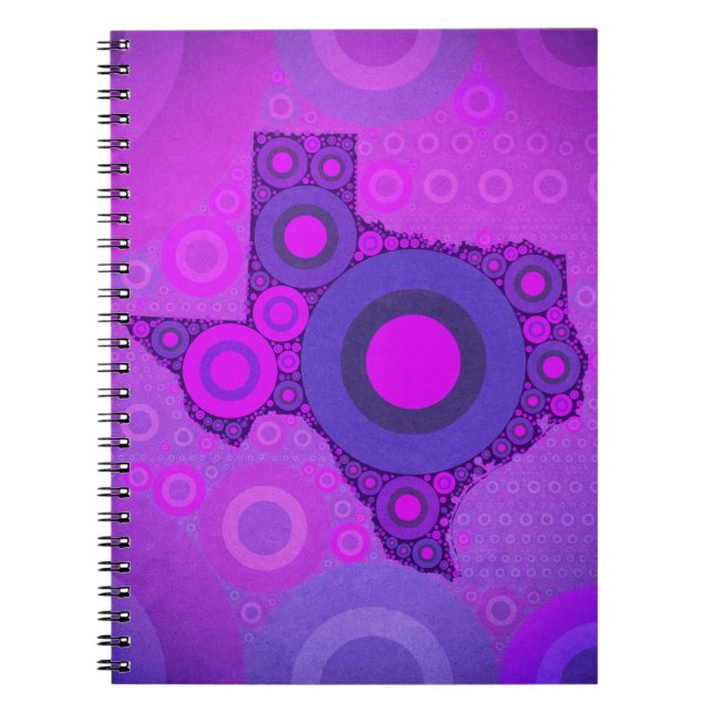 Caderno Espiral Mosaico azul-rosa do Texas (Frente)