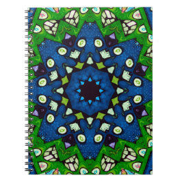 Caderno Espiral Mosaico Blue Hippie Boho Mandala