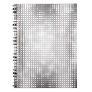 Caderno Espiral Mosaico Brilhante: Abstrato brilhante de Cinza.