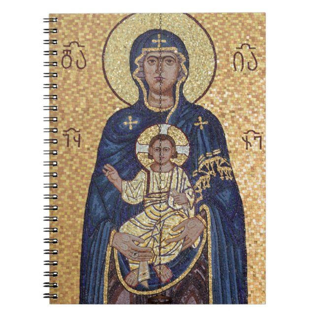 Caderno Espiral Mosaico de Maria e Jesus (Frente)