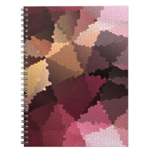 Caderno Espiral Mosaico em cores castanho-rosa e amarela