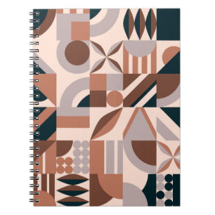 Caderno Espiral Mosaico geométrico colorido, fundo abstrato.