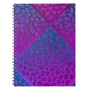 Caderno Espiral Mosaico moderno roxo, rosa e azul assimétrico