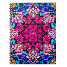 Mosaico Rosa Mandala Floral Psicélico Retro