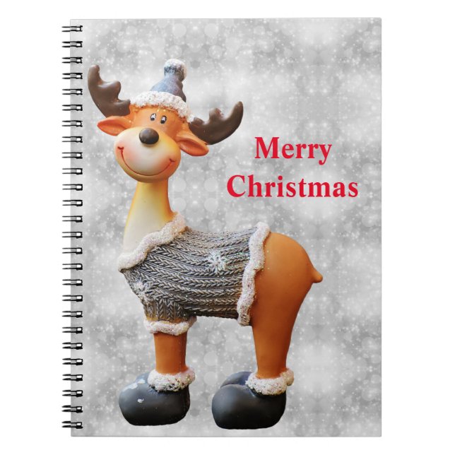 Caderno Espiral Mose Feliz de Natal vestindo um chapéu (Frente)