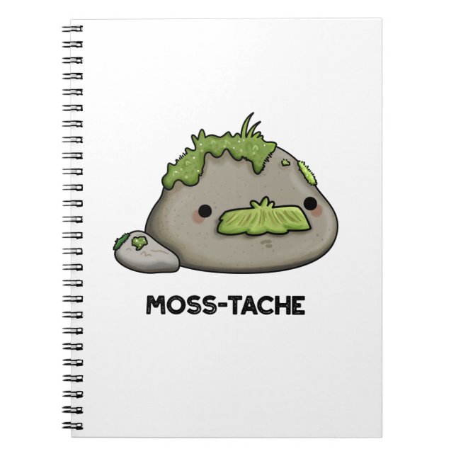 Caderno Espiral Moss-tache Engraçado Mustache Pun (Frente)